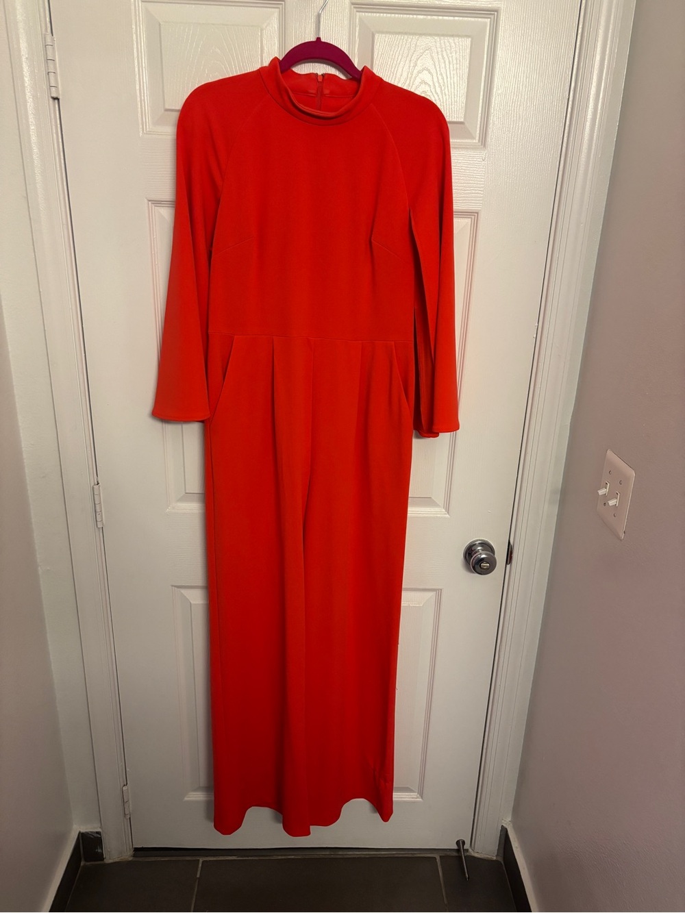 Calvin Klein Red Long-Sleeve Jumpsuit